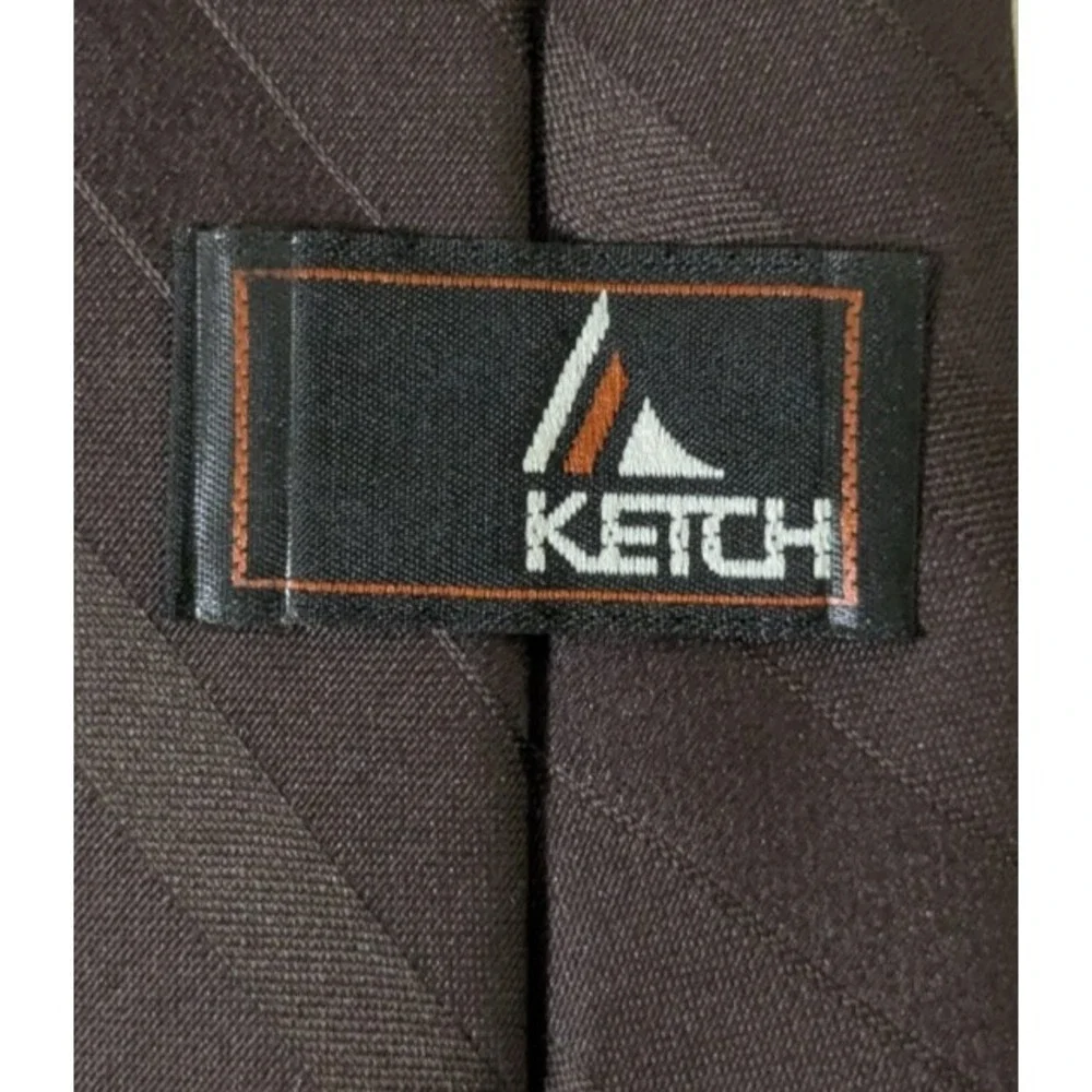 Vintage Ketch Polyester Retro Classic Tie Brown Tone on Tone Stripped 55 x 3.25